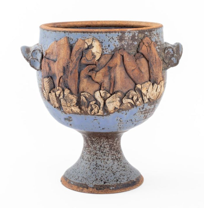 Modern Two Handled Footed Ceramic Urn