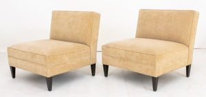 Modern Velvet Upholstered Slipper Chairs, Pair (8962717188403)