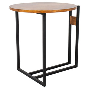 Postmodern Pine & Metal Wood End Table (9365068087603)