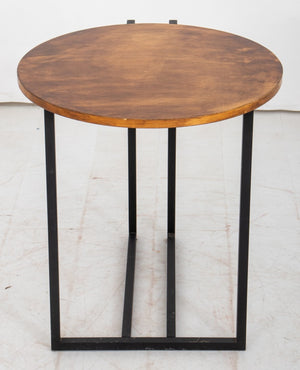 Postmodern Pine & Metal Wood End Table (9365068087603)