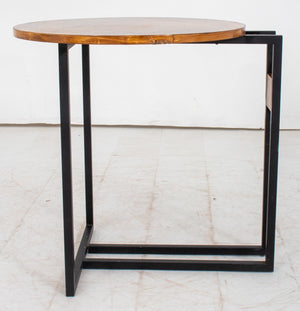 Postmodern Pine & Metal Wood End Table (9365068087603)