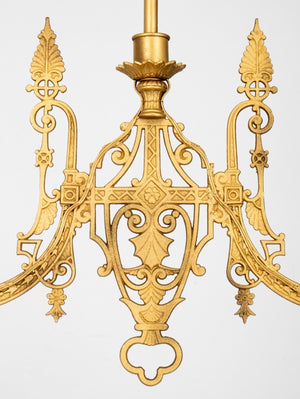 Gothic Revival Two-Arm Gilt Metal Chandelier (9364944355635)