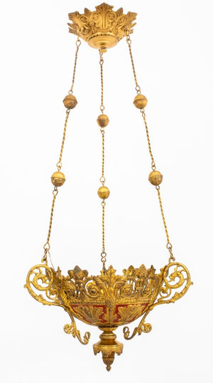 Gothic Revival Gilt Metal Hanging Pendant (9299776831795)