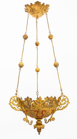 Gothic Revival Gilt Metal Hanging Pendant