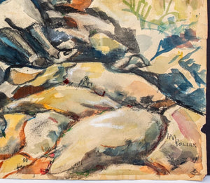 HV Pollak Figural Landscape Watercolor on Paper (9019195719987)