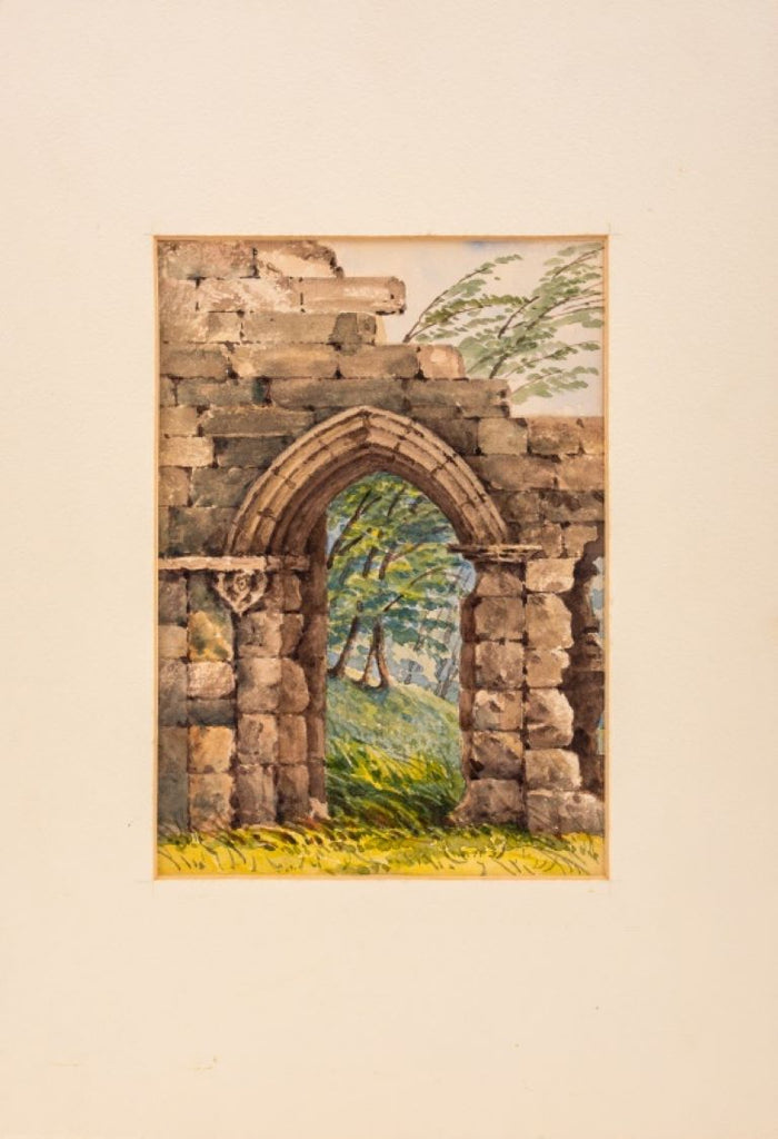 "Easby Abbey" Watercolor on Paper, early 20th C.