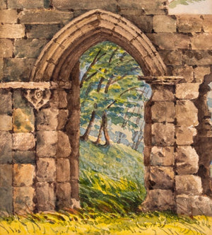 "Easby Abbey" Watercolor on Paper, early 20th C. (8941694386483)