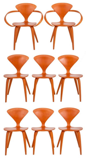 Norman Cherner Beech Wood Dining Chairs, 8 (8952826626355)