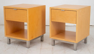 Modern Danish Style Blonde Wood End Tables, Pair (8945602396467)