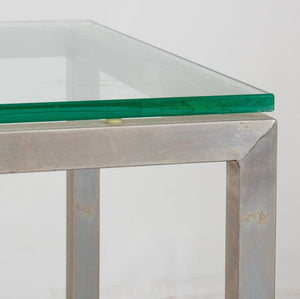 Industrial Style Chrome And Glass Side Table (8958501716275)