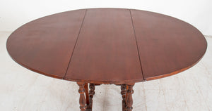 Jacobean Style Mahogany Oval Drop Leaf Table (9382015762739)