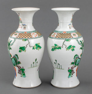 Chinese Famille Verte Porcelain Vases, Pair (9299660243251)