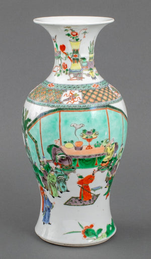 Chinese Famille Verte Porcelain Vases, Pair (9299660243251)