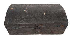 Spanish Revival Tooled Leather Wood Chest, 19th C (9551291744563)