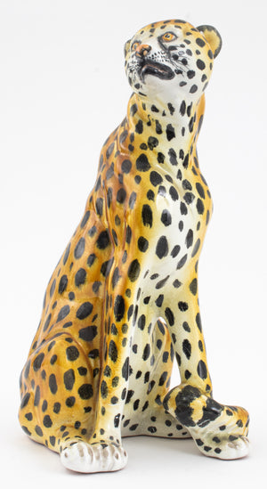 Italian Glazed Ceramic Seated Leopard Sculpture (9382064980275)