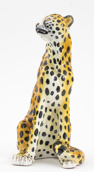 Italian Glazed Ceramic Seated Leopard Sculpture (9382064980275)