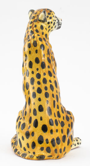 Italian Glazed Ceramic Seated Leopard Sculpture (9382064980275)