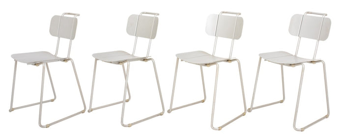 Italian Post-Modern Aluminum Side Chairs, 4