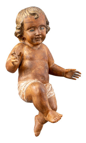 Polychrome Carved Wood Infant Jesus Sculpture (9410789310771)