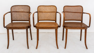 Set of Three Josef Hoffman for Thonet Cane Paneled Bentwood Side Chairs (9552531620147)