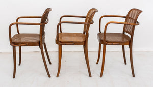 Set of Three Josef Hoffman for Thonet Cane Paneled Bentwood Side Chairs (9552531620147)