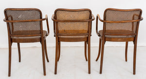 Set of Three Josef Hoffman for Thonet Cane Paneled Bentwood Side Chairs (9552531620147)