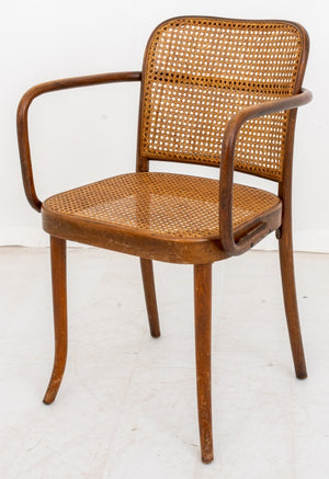 Set of Three Josef Hoffman for Thonet Cane Paneled Bentwood Side Chairs (9552531620147)