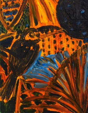 Hunt Slonem "Palms & Toucans" Oil on Canvas, 1989 (9352301314355)