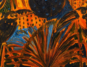 Hunt Slonem "Palms & Toucans" Oil on Canvas, 1989 (9352301314355)