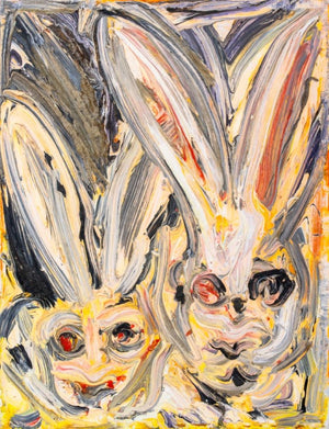 Hunt Slonem "Early Double Bunnies" Oil on Canvas (9349755633971)