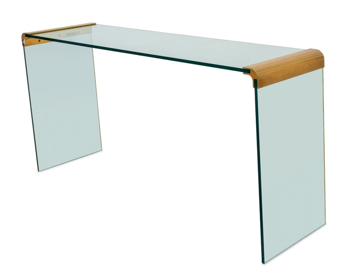 Leon Rosen for Pace Glass Waterfall Console Table