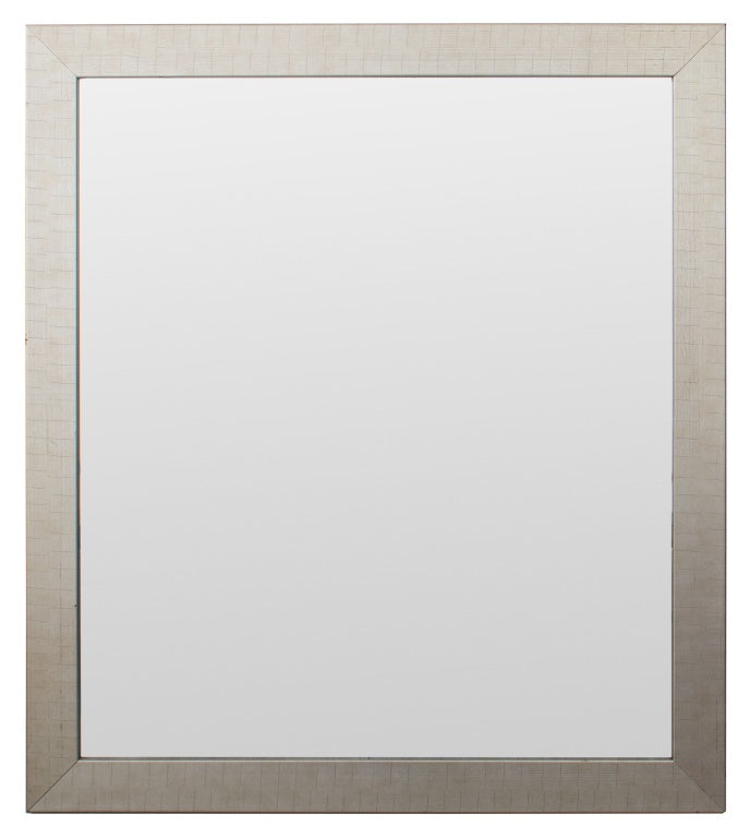 Modern Silvered Metal Beveled Wall Mirror