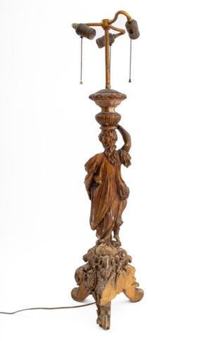 Neoclassical Style Carved Giltwood Figural Lamp (9552474145075)