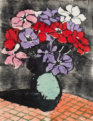 Emilio Sanchez "Anemones" Woodcut in Colors (9553855217971)