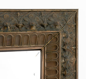 Gothic Revival Patinated Metal Square Wall Mirror (9553796202803)