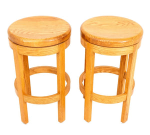 Swivel Oak Kitchen Bar Stools, Pair (9553893654835)