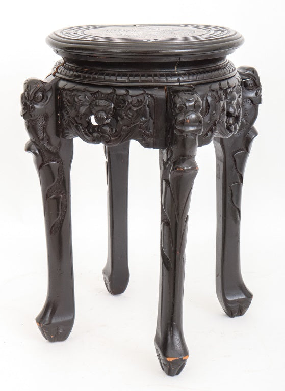 Chinese Lacquered Wood Stool