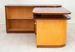 Art Deco Walnut & Birch L-Shaped Desk (9615211430195)