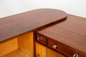 Art Deco Walnut & Birch L-Shaped Desk (9615211430195)