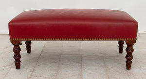 George Smith Style Red Leather Ottoman / Bench (9554694439219)