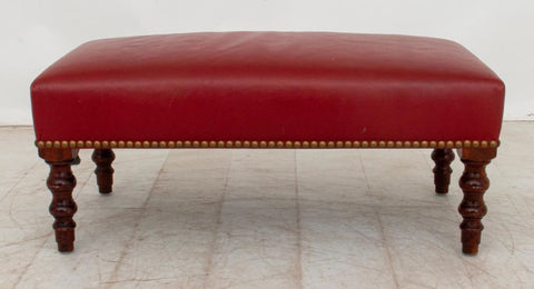 George Smith Style Red Leather Ottoman / Bench