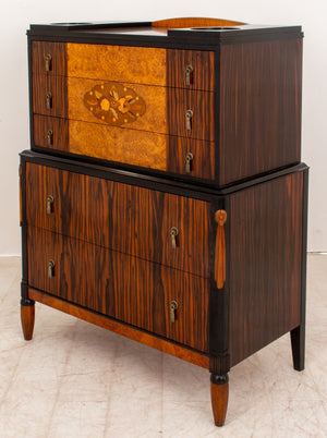 Art Deco Coromandel and Marquetry Chest on Chest (9433360630067)