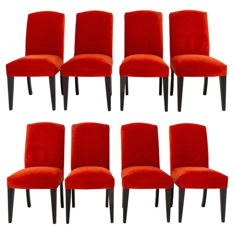 Contemporary Velvet Upholstered Dining Chairs, 8