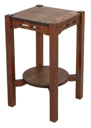 Arts and Crafts Oak Two-Tier Side Table (9467606434099)