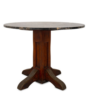 Arts and Crafts Marble Top Oak Center Table (9612444074291)