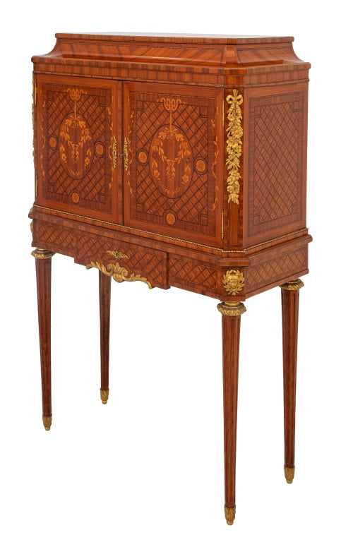 Louis XVI Style Tulipwood Marquetry Cabinet