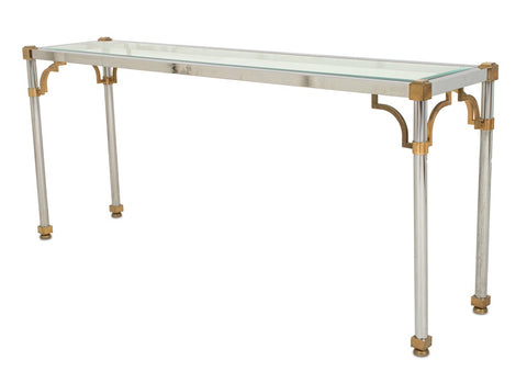 Modern Italian Chrome and Brass Console Table