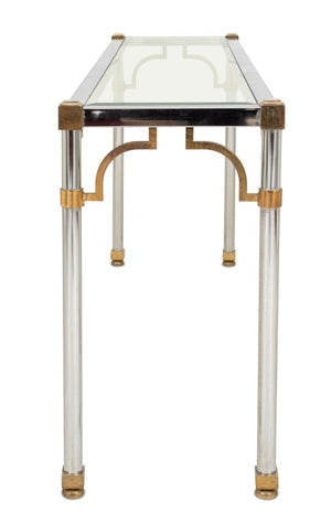 Modern Italian Chrome and Brass Console Table (9576010645811)