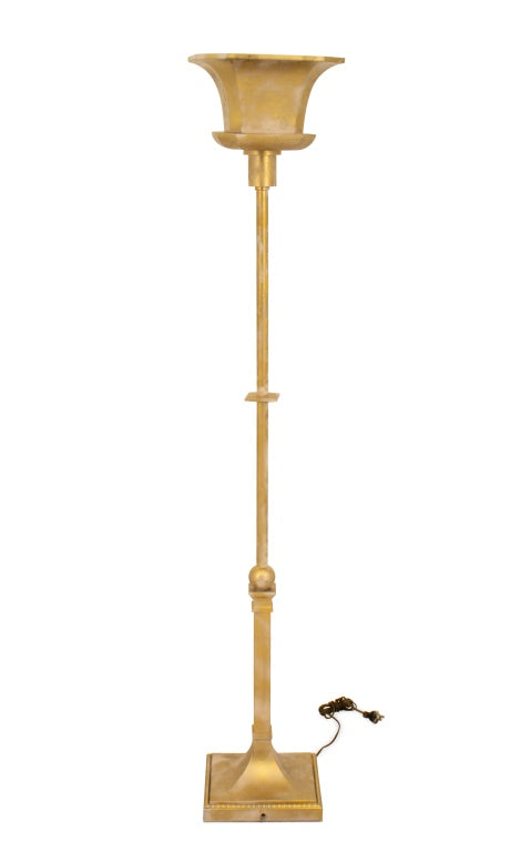 Neoclassical Style Gold Painted Metal Floor Lamp