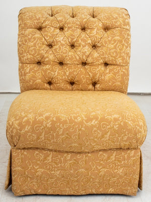 Hollywood Regency Yellow Damask Slipper Chair (9577312649523)